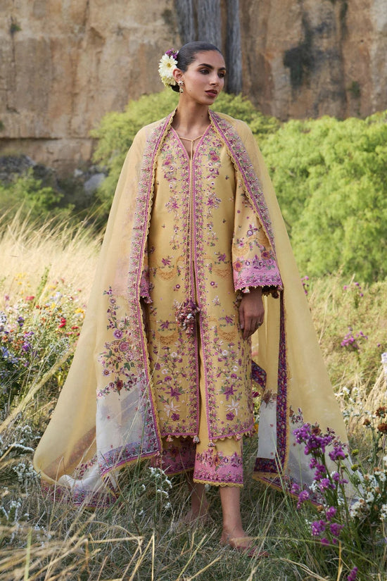 Women’s Luxury Embroidered Lawn Suit with Dupatta – Yellow Pink