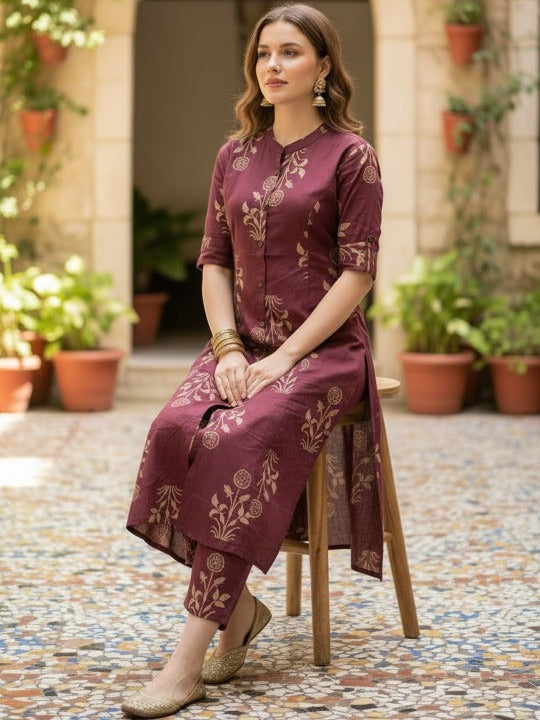 Women Ethnic Motifs Printed Regular Kurta with Trousers