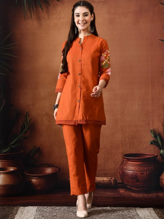 Embroidered Tunic With Trousers Co-Ords