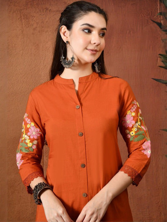Embroidered Tunic With Trousers Co-Ords