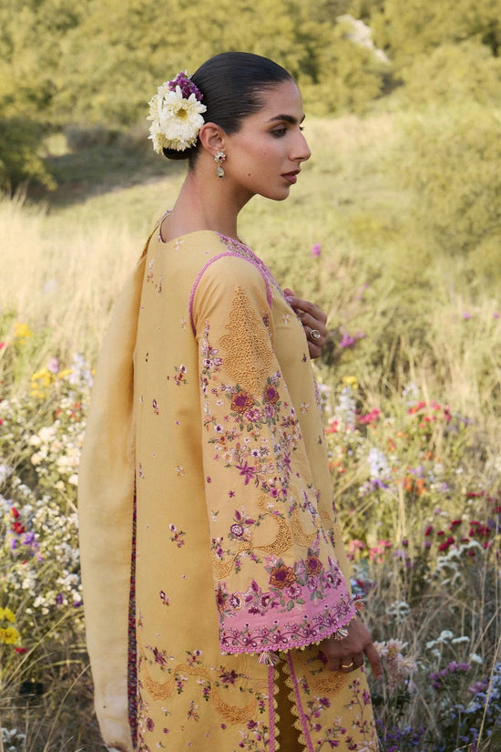 Women’s Luxury Embroidered Lawn Suit with Dupatta – Yellow Pink