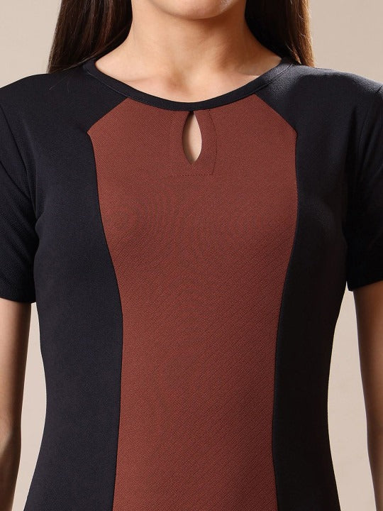 Women Colourblocked A-Line Midi Dress