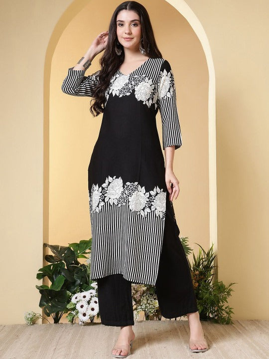 Floral Printed V-Neck Kurti