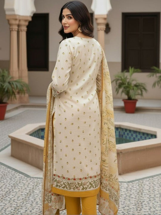 Women Floral Embroidered Regular Sequinned Pure Cotton Kurta with Trousers & With Dupatta