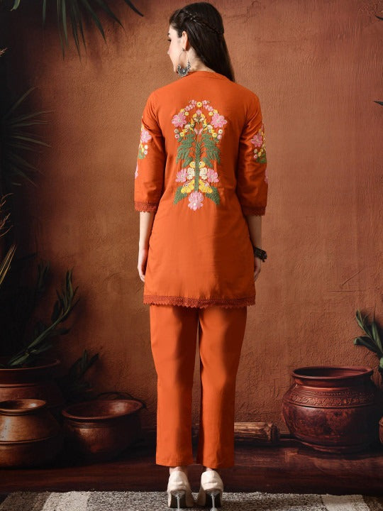 Embroidered Tunic With Trousers Co-Ords