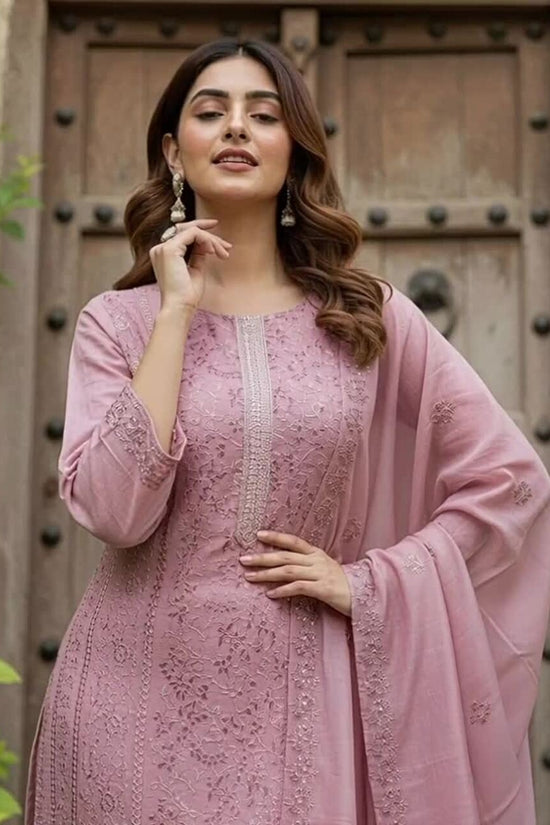 Women Ethnic Motifs Embroidered Regular Thread Work Kurta with Trousers & With Dupatta