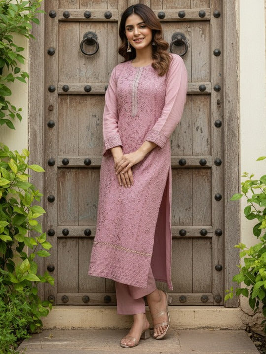 Women Ethnic Motifs Embroidered Regular Thread Work Kurta with Trousers & With Dupatta