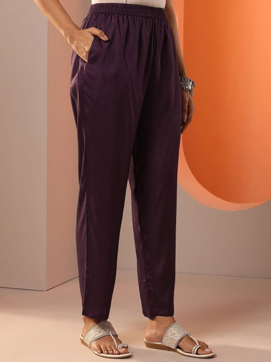 Floral Printed Sequinned Notch Neck Kurta With Trousers & Dupatta