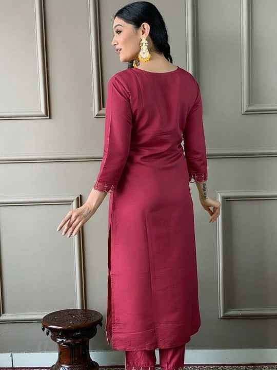 Women Ethnic Motifs Embroidered Regular Thread Work Kurta with Trousers & With Dupatta