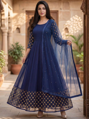 Embroidered Flared Ethnic Dress