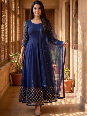 Embroidered Flared Ethnic Dress
