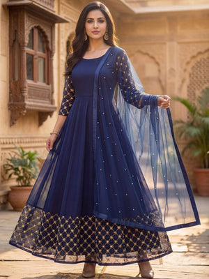 Embroidered Flared Ethnic Dress