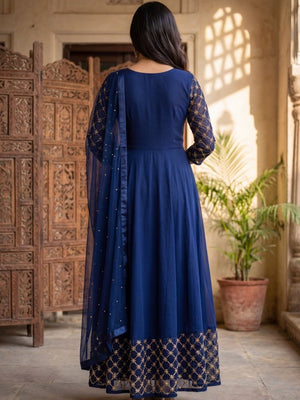 Embroidered Flared Ethnic Dress