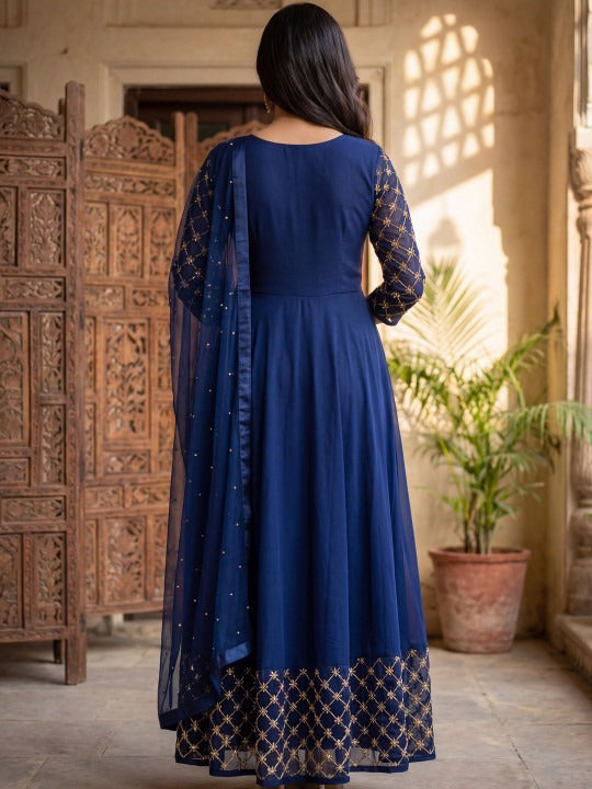 Embroidered Flared Ethnic Dress
