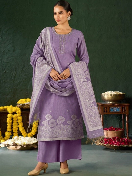 Women Floral Embroidered Regular Thread Work Kurta with Palazzos & Dupatta