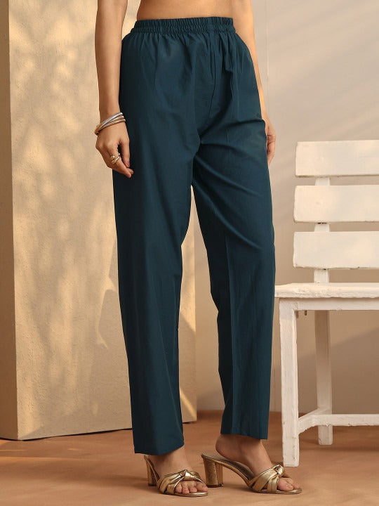 Women Floral Embroidered Regular Thread Work Kurta with Trousers & With Dupatta