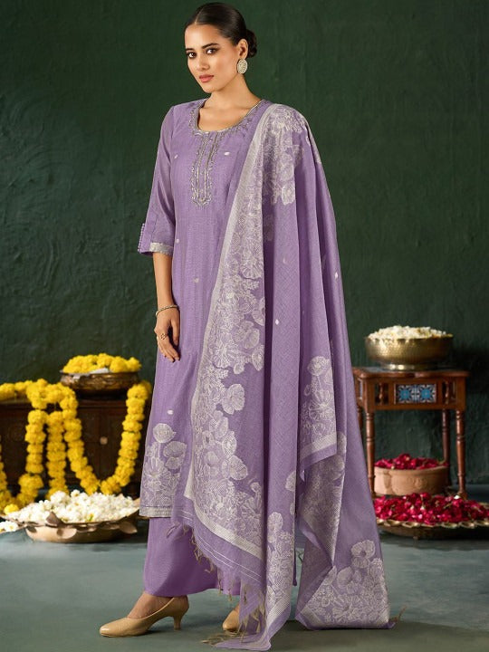 Women Floral Embroidered Regular Thread Work Kurta with Palazzos & Dupatta