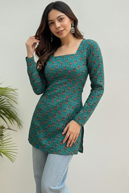 Floral Printed Square Neck Kurti
