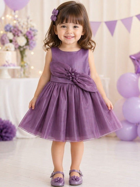 Floral Applique Georgette Fit & Flare Dress