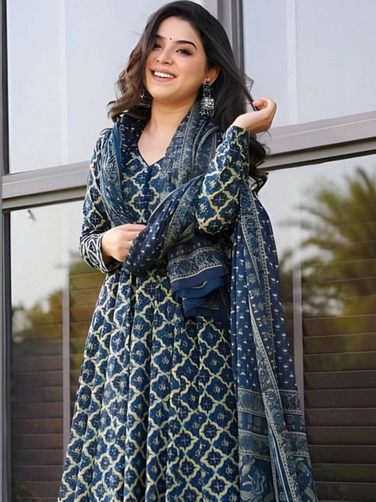 Women Ethnic Motifs Printed Regular Kurta with Palazzos & With Dupatta