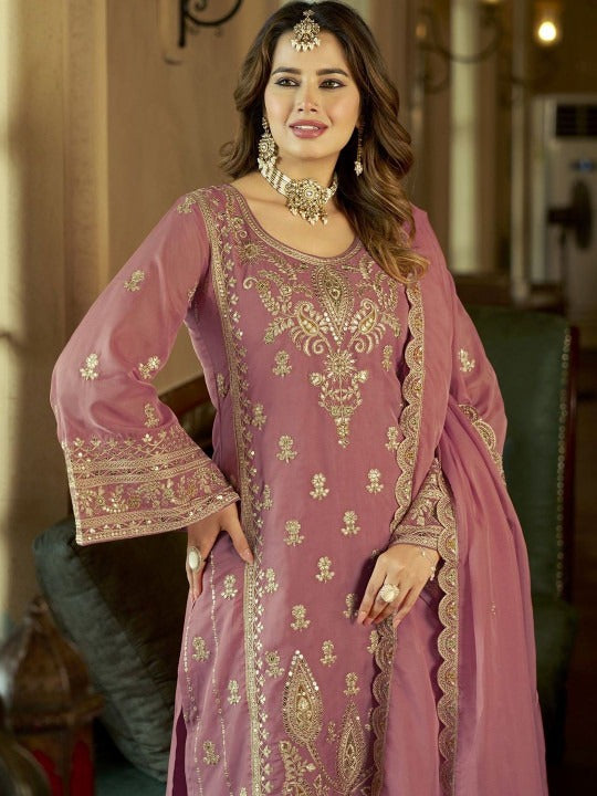 Women Ethnic Motifs Embroidered Regular Kurta with Trousers & With Dupatta