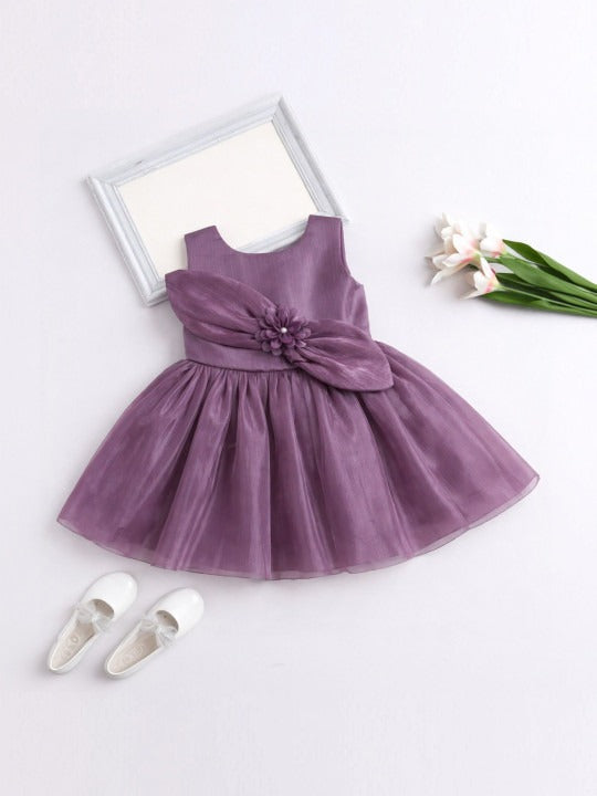Floral Applique Georgette Fit & Flare Dress