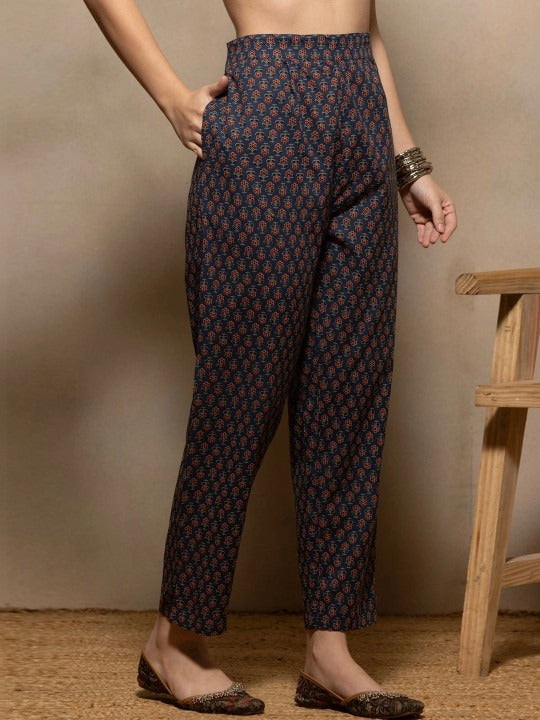 Women Ethnic Motifs Printed Regular Pure Cotton Kurta with Trousers & With Dupatta