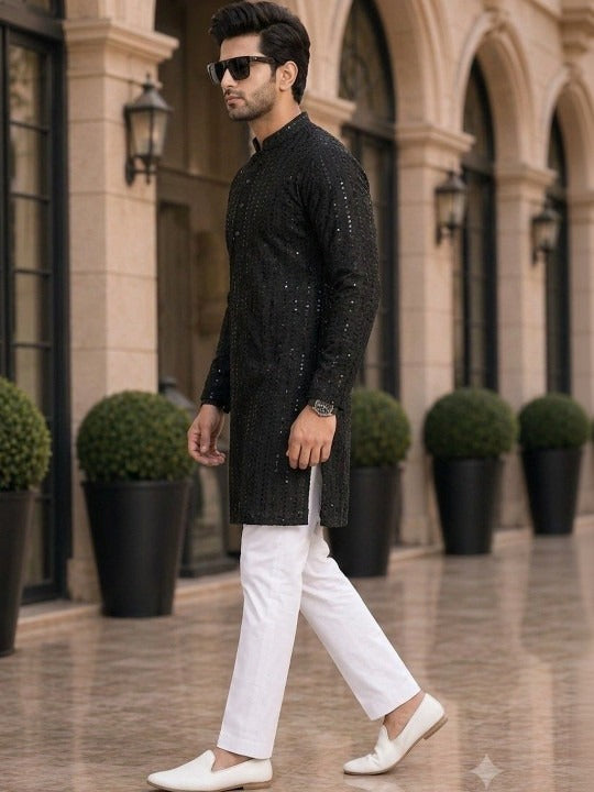 Men Embellished Sequinned Kurta