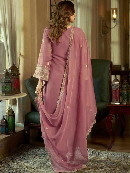 Women Ethnic Motifs Embroidered Regular Kurta with Trousers & With Dupatta