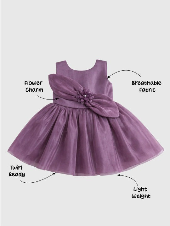 Floral Applique Georgette Fit & Flare Dress