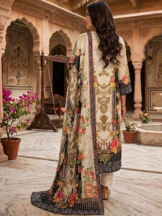 Women Ethnic Motifs Printed Regular Sequinned Pure Silk Kurta with Trousers & With Dupatta
