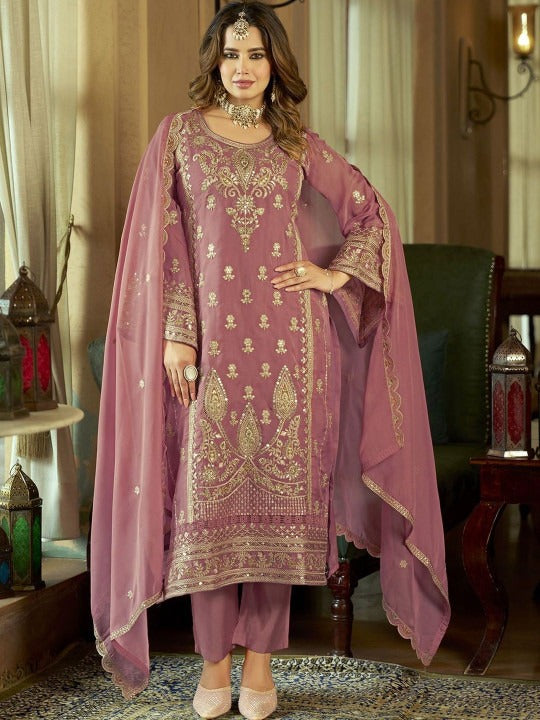 Women Ethnic Motifs Embroidered Regular Kurta with Trousers & With Dupatta