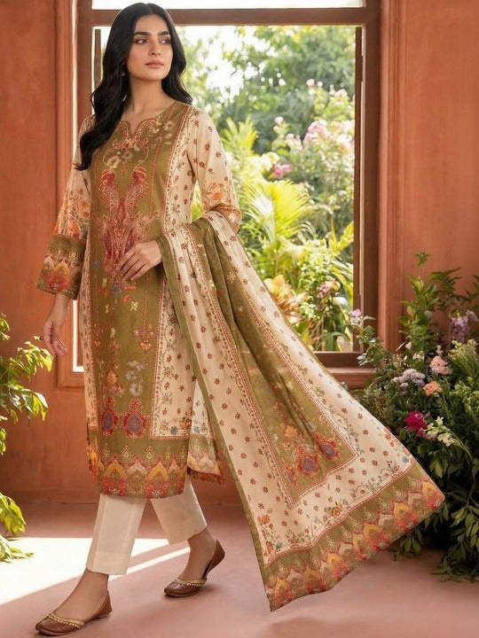 Women Ethnic Motifs Printed and Hand Embroidered Kurta Set with Dupatta