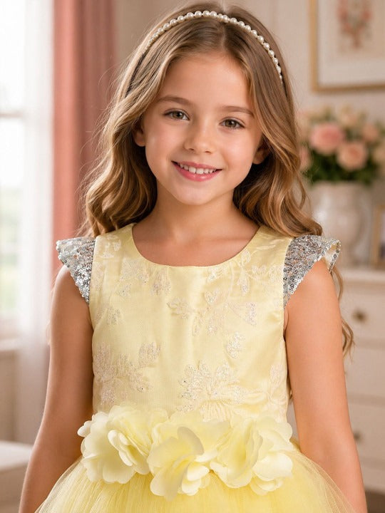 Applique Net Fit & Flare Dress