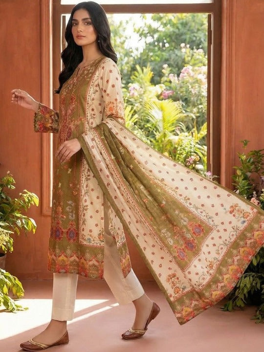 Women Ethnic Motifs Printed and Hand Embroidered Kurta Set with Dupatta