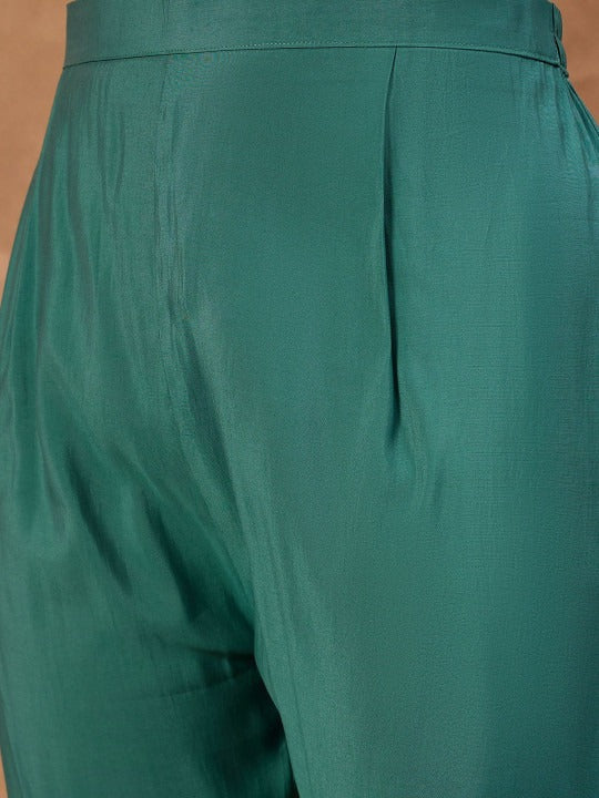 Women Floral Thread and Sequinned Embroidered Kurta & Trouser with Dupatta