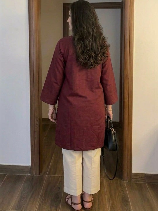 Women Ethnic Motifs Embroidered Regular Thread Work Pure Cotton Kurta with Palazzos
