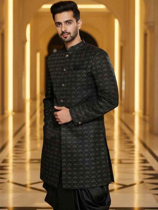 Men Woven Design Indowestern Sherwani  Set