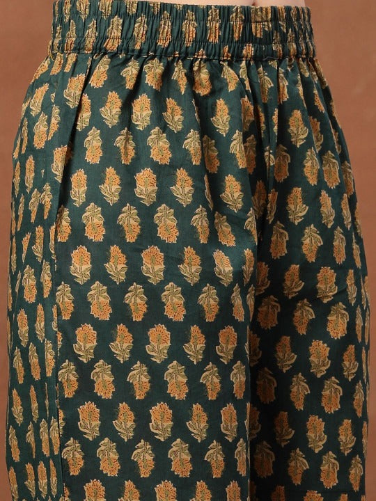 Women Floral Printed Regular Pure Cotton Kurta with Palazzos & With Dupatta
