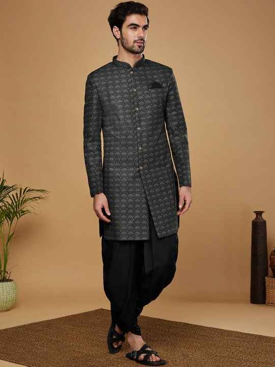 Men Woven Design Indowestern Sherwani  Set