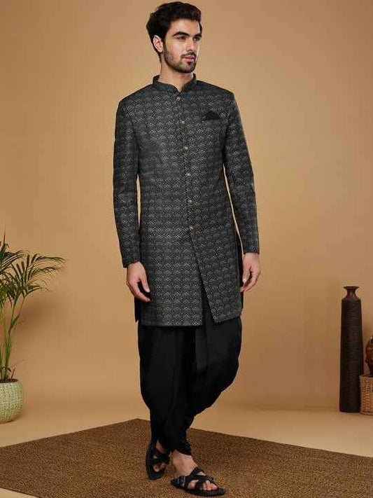 Men Woven Design Indowestern Sherwani  Set
