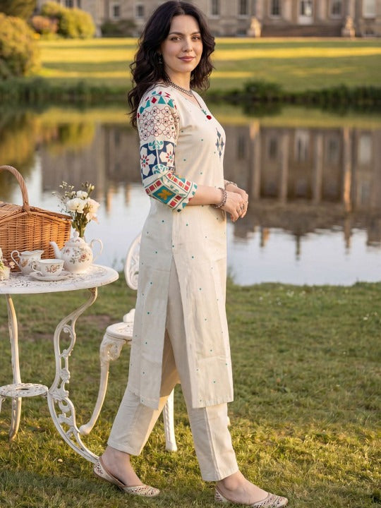 Women Ethnic Motifs Printed Regular Kurta with Trousers