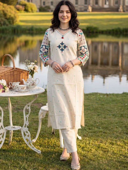 Women Ethnic Motifs Printed Regular Kurta with Trousers