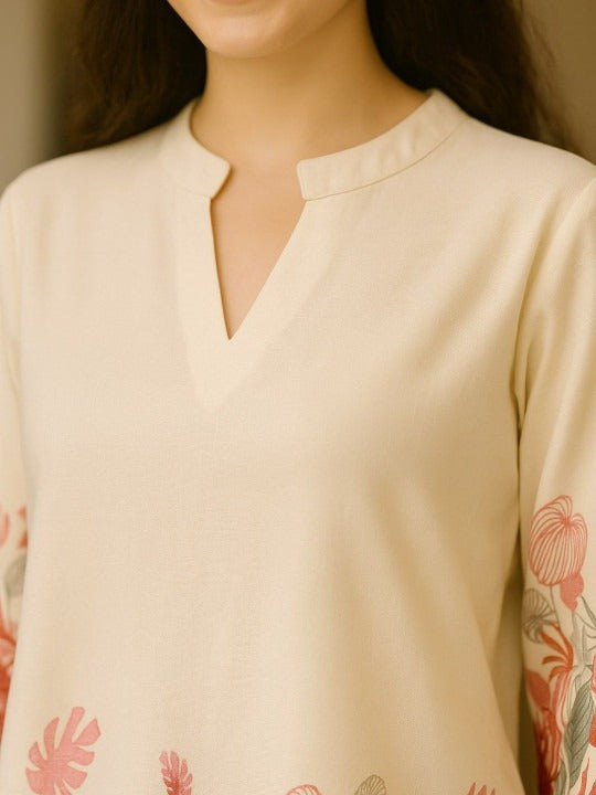 Mandarin Collar Printed Tunic