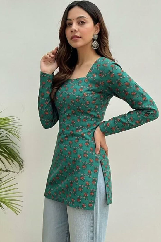 Floral Printed Square Neck Kurti