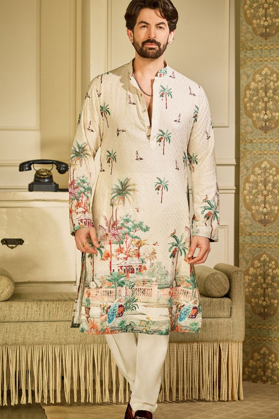Ethnic Motifs Printed Mandarin Collar Sequinned Straight Kurtas