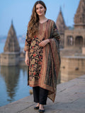 Women Ethnic Motifs Printed Regular Thread Work Kurta with Trousers & With Dupatta